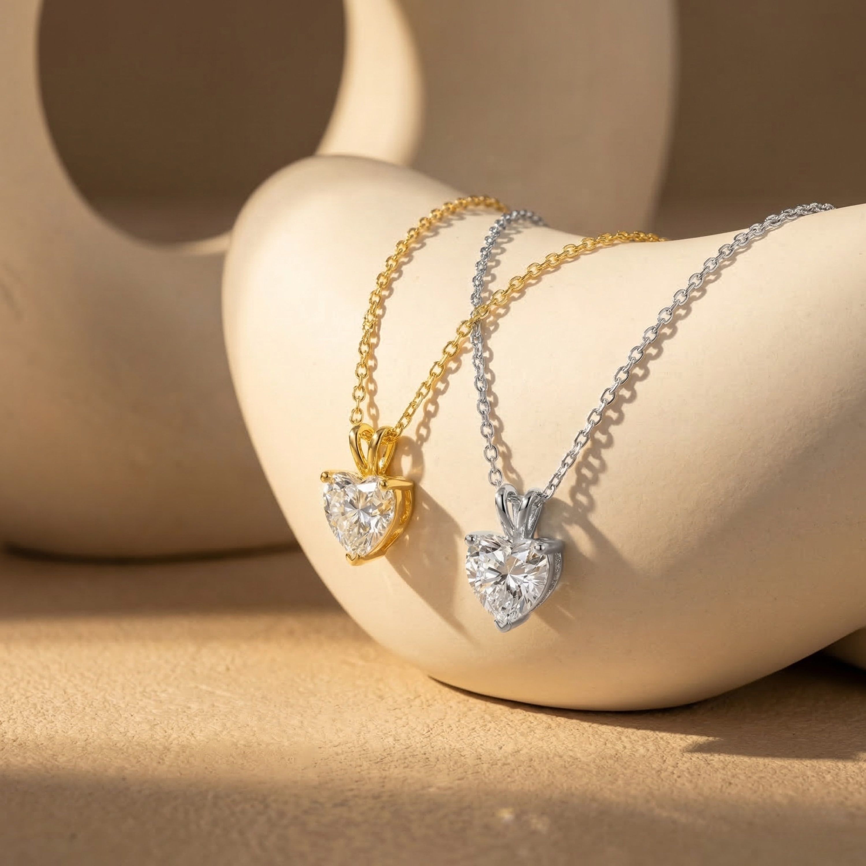 Fiorisse | Heart Cut Pendant Necklace for Women - Gold Delicate Elegant Romantic Fit-Necklaces-Gold-Camoufit