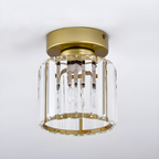 Modern Crystal Ceiling Lamp – Crystal Flush Mount Ceiling Light with Brass Fixture, Round or Square, Gold or Black – CrystalGlow