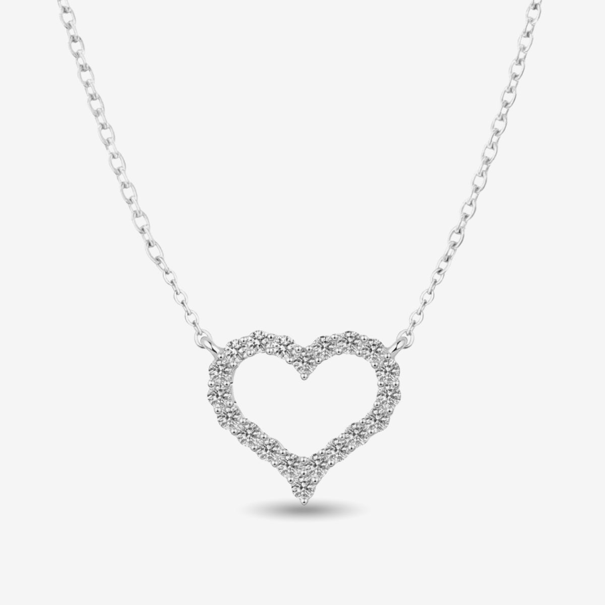Vireya | Open Heart Necklace for Women - Sparkling Pendant Delicate Chain Elegant Fit-Necklaces-Silver-Camoufit