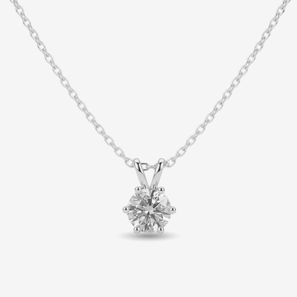 Rosélune | Halo Pendant Necklace for Women - Round Cut Stone Delicate Minimalist Elegant Fit-Necklaces-Silver-Camoufit
