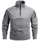 Morano | Combat Shirt for Men - 1/4 Zip Mock Neck Long Sleeve Stretch Quick Dry Athletic Fit-Tactical Top-Grey-M-Camoufit