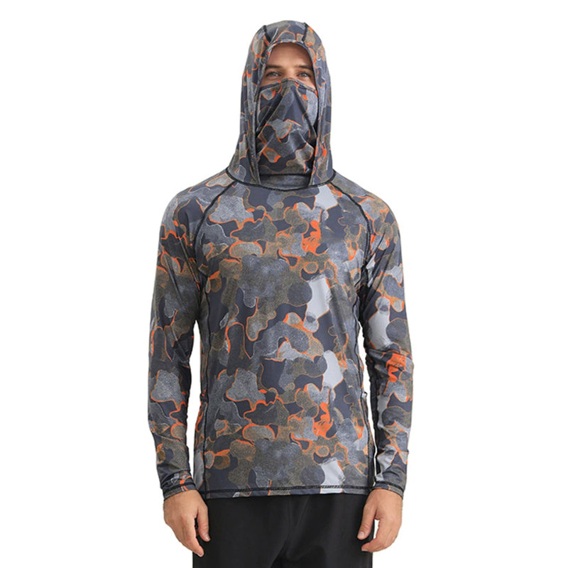 Alvaro | Fishing Shirt for Men - UPF 50 Quick Dry Long Sleeve Lightweight Stretch Outdoor Fit-Tactical Top-Orange-M-Camoufit