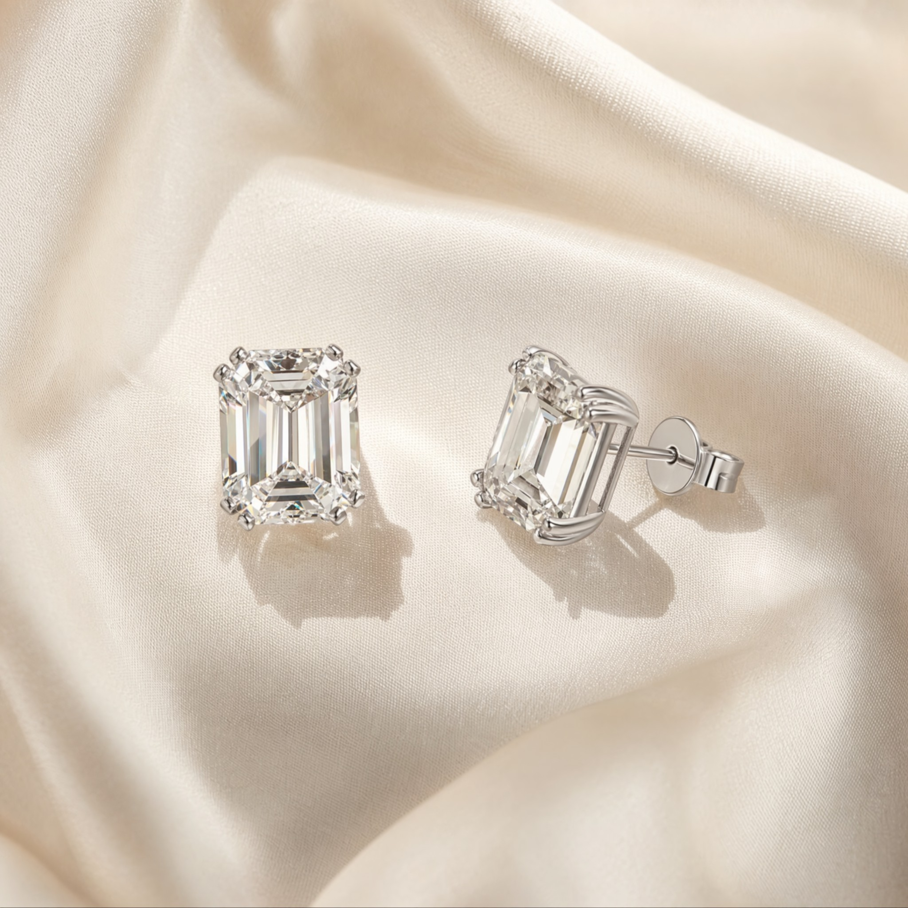 Alviera | Emerald Stud Earrings for Women - Timeless Sparkling Delicate Elegant Fit-Earrings-Silver-Camoufit