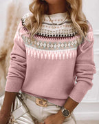 Zahara | Women's Geometric Knit Sweater - Long Sleeve Pattern Pullover