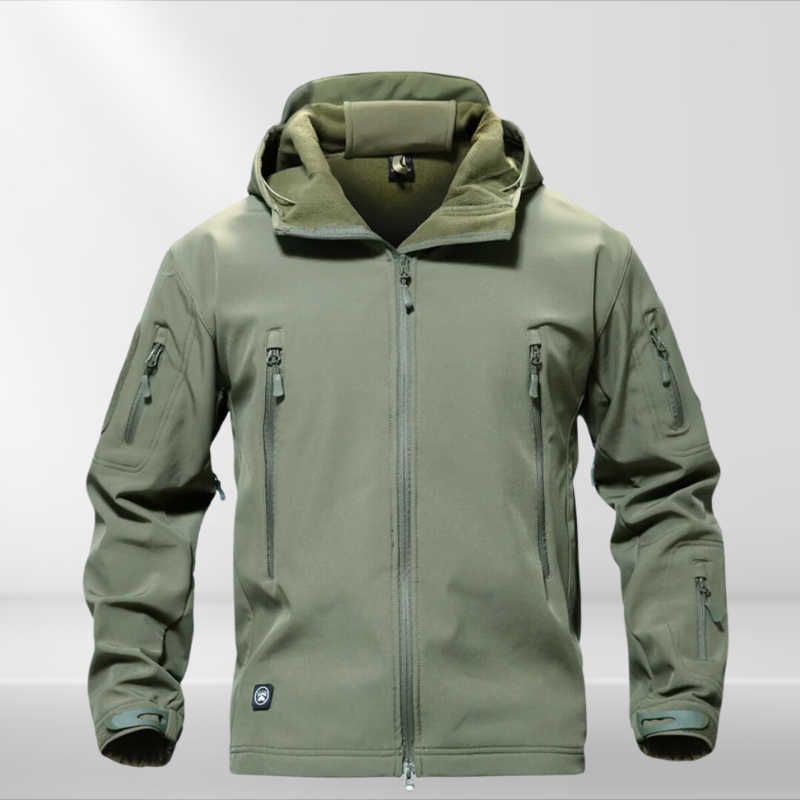 Tactical Softshell Jacket – Men's Water & Windproof Fleece Lined Jacket, Camo, Black, Gray or Army Green, XS–4XL – Figueral