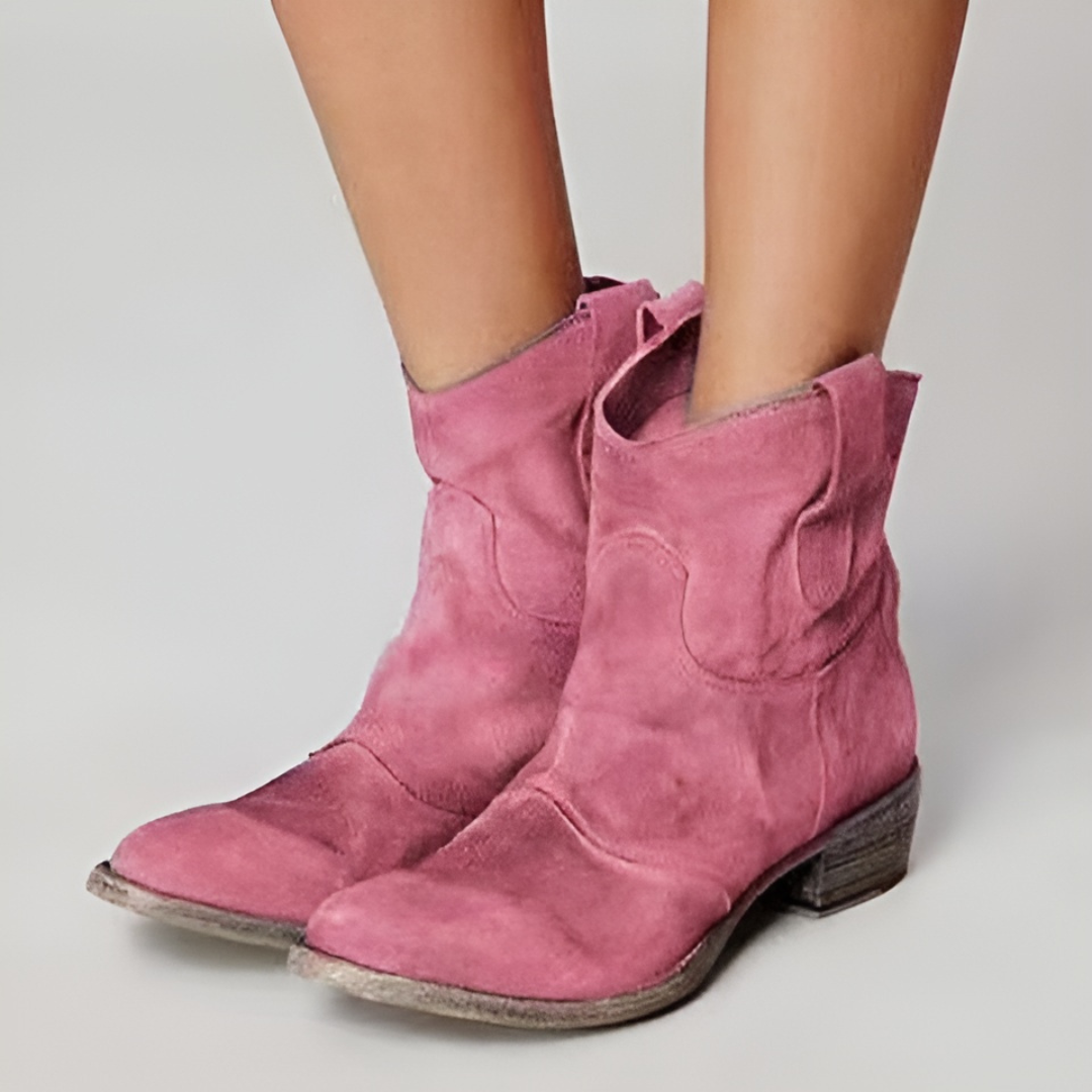 Inspire | Women's Low Heel Slip-On Ankle Boots - Comfortable Casual Booties