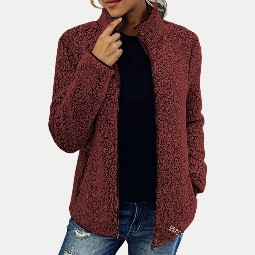 Solis | Women's Textured Fleece Jacket - Pattern Zip-Up Coat