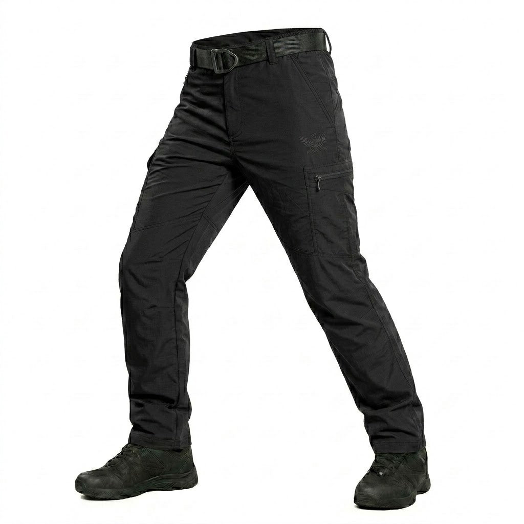 Valtor | Cargo Pants for Men - Lightweight Quick Dry Nylon Multi Pocket Slim Outdoor Fit-Tactical Pants-Black-28W/30L-Camoufit