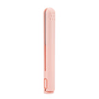 Mini 2-in-1 travel curling and straightening iron, light pink body with side switch