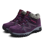 Unisex winter boots with faux-fur lining, lace-up, purple with rugged tread