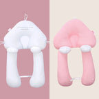 White and pink ergonomic baby support cushions with plush leg openings