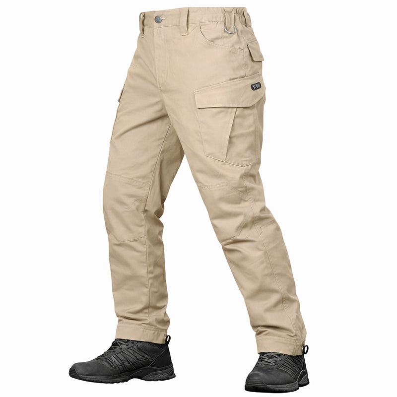 Santor | Tactical Pants for Men - Waterproof Rip Stop Cotton Blend 9 Pocket Cargo Combat Fit-Tactical Pants-Khaki-28W/32L-Camoufit