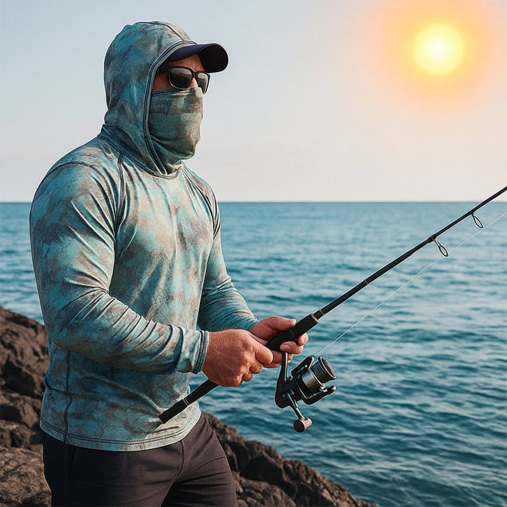 Alvaro | Fishing Shirt for Men - UPF 50 Quick Dry Long Sleeve Lightweight Stretch Outdoor Fit-Tactical Top-Ocean-M-Camoufit