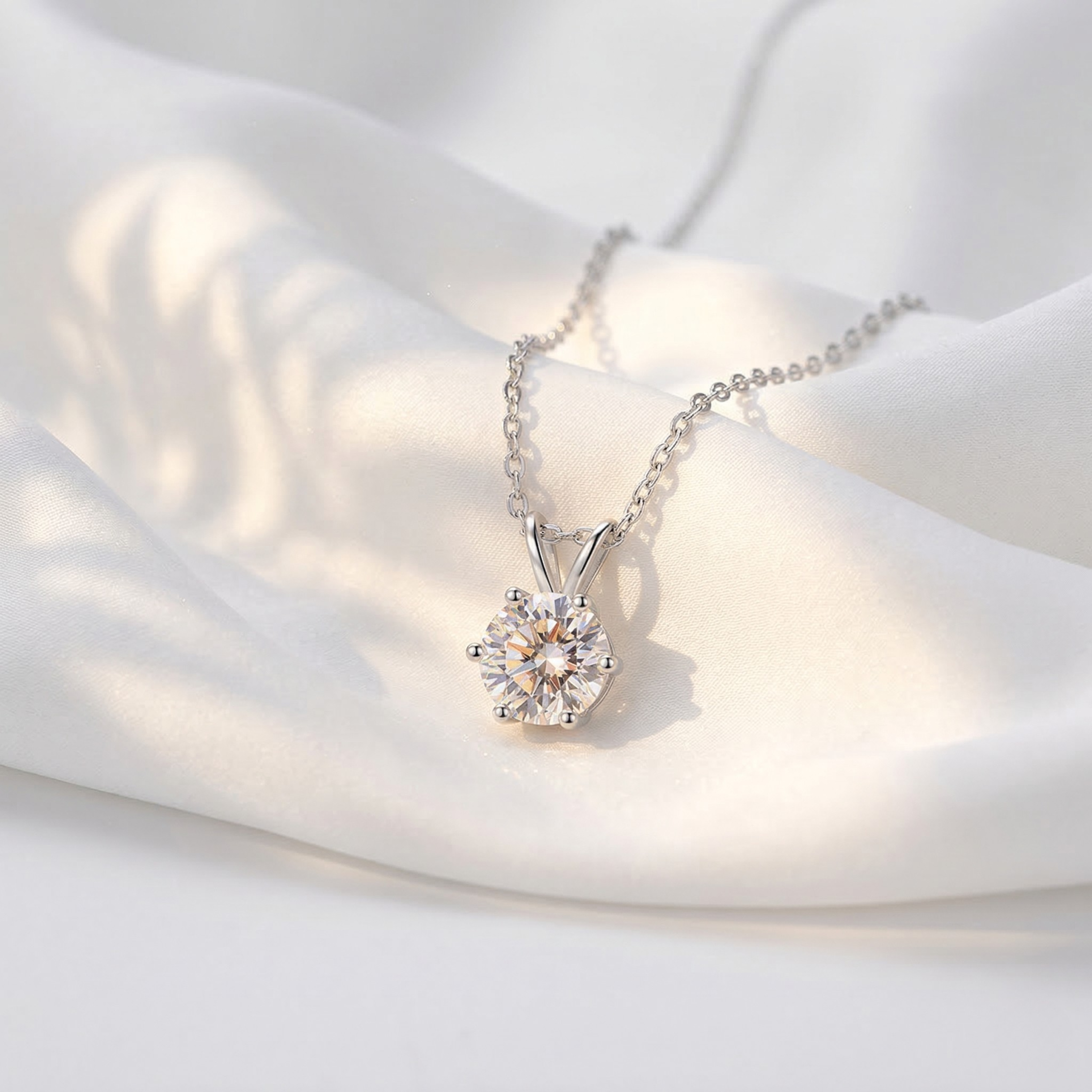 Rosélune | Halo Pendant Necklace for Women - Round Cut Stone Delicate Minimalist Elegant Fit-Necklaces-Gold-Camoufit