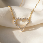 Vireya | Open Heart Necklace for Women - Sparkling Pendant Delicate Chain Elegant Fit-Necklaces-Gold-Camoufit