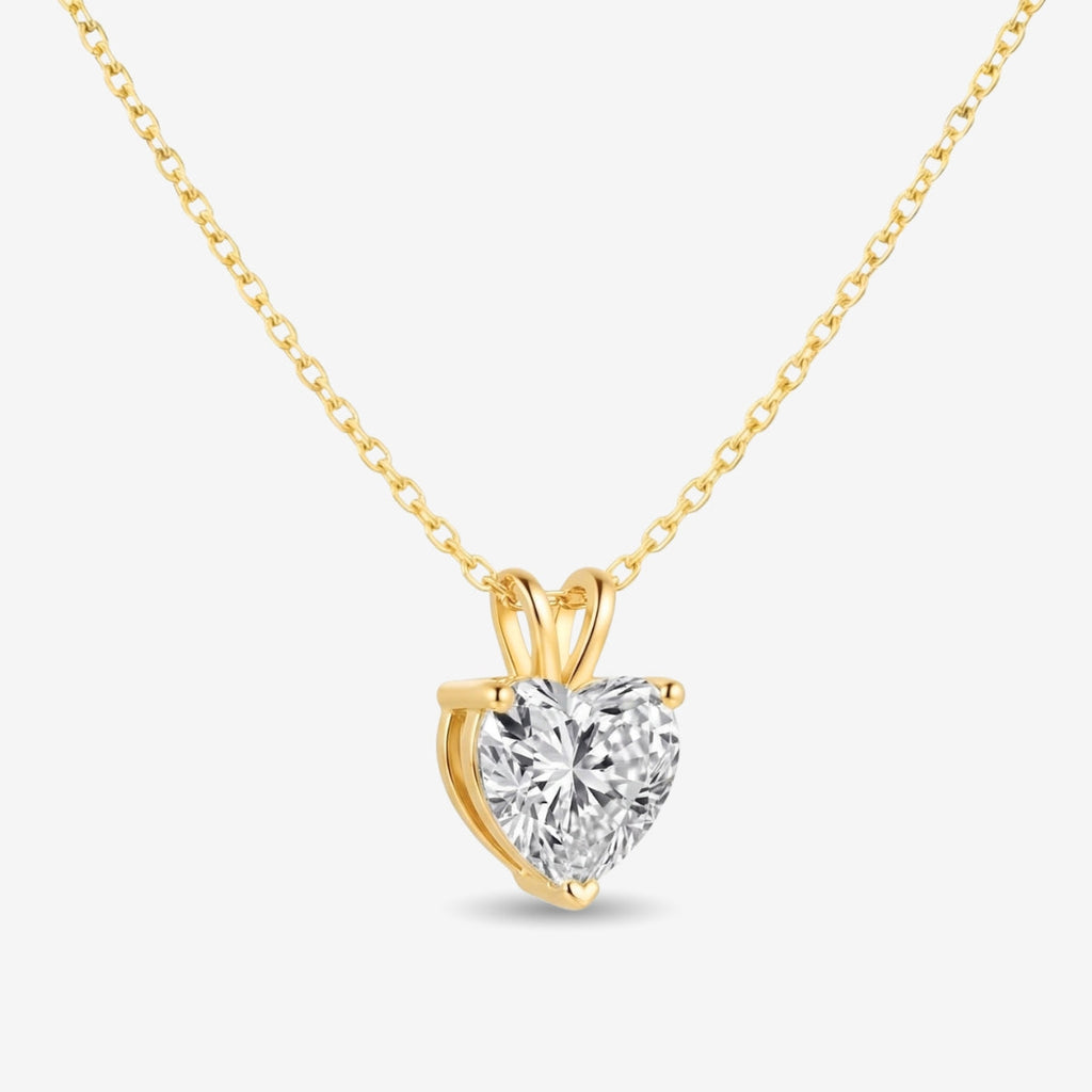 Fiorisse | Heart Cut Pendant Necklace for Women - Gold Delicate Elegant Romantic Fit-Necklaces-Gold-Camoufit