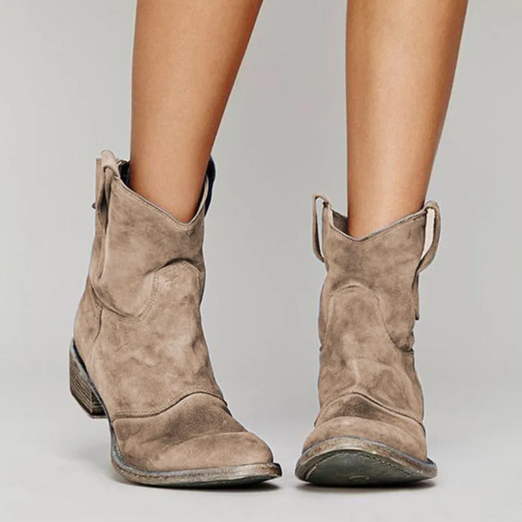 Inspire | Women's Low Heel Slip-On Ankle Boots - Comfortable Casual Booties