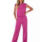 Sorelli | Lounge Set for Women - Casual Soft Minimalist Relaxed Cosy Two Piece Modern Fit-Loungewear set-Rose Red-S-Camoufit