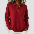 Penelope | Knit Polo Sweater Women Soft Stretch Elegant Fit-Women's Sweater-Light Blue-S-Camoufit