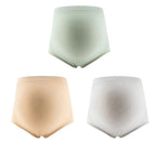 Maternity high-waisted over-bump briefs, 3-pack in sage, cream, and light gray