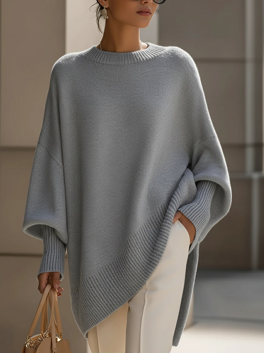 Sephira | Women's Sweater | Oversized Poncho Ribbed Trim