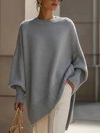 Sephira | Women's Sweater | Oversized Poncho Ribbed Trim