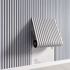 Self-Adhesive 3D Wall Panel Roll in Wood Slat Look, PVC, 40x300 cm (15.7 × 118.1 in) for Living Room and Bedroom