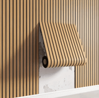 Self-Adhesive 3D Wall Panel Roll in Wood Slat Look, PVC, 40x300 cm (15.7 × 118.1 in) for Living Room and Bedroom