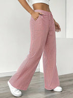 Isola | Wide Leg Trousers for Women - Striped Flared Drawstring Boho Beach Summer Fit-Women's Pants-Yellow-S-Camoufit