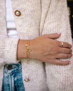 Celoura | Inspirational Bracelet for Women - Delicate Engraved Elegant Minimalist Fit-bracelet-Matching Hearts Set-Gold-Camoufit