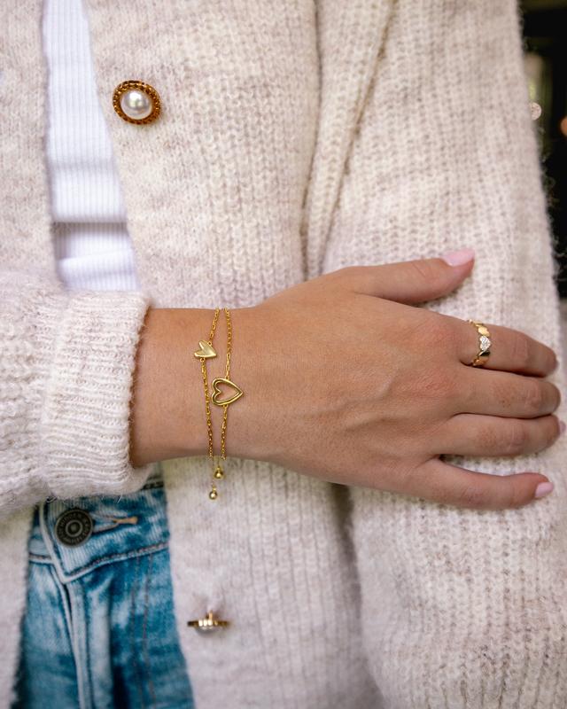Celoura | Inspirational Bracelet for Women - Delicate Engraved Elegant Minimalist Fit-bracelet-Matching Hearts Set-Gold-Camoufit