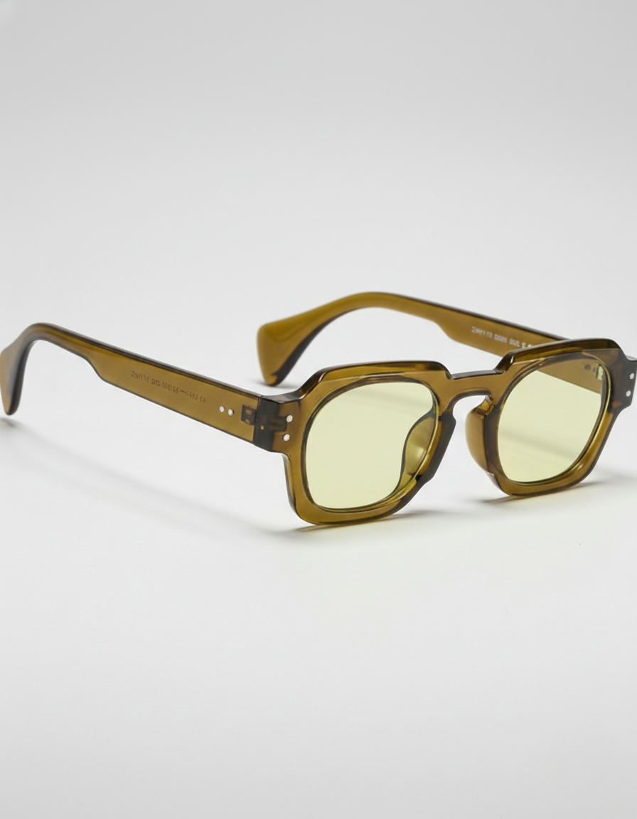 Casen | Polygonal Sunglasses for Men - Translucent Frame Tinted Lens Regular Outdoor Fit-Men's Sunglasses-Light Yellow-Camoufit