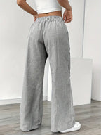 Isola | Wide Leg Trousers for Women - Striped Flared Drawstring Boho Beach Summer Fit-Women's Pants-Yellow-S-Camoufit
