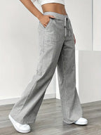 Isola | Wide Leg Trousers for Women - Striped Flared Drawstring Boho Beach Summer Fit-Women's Pants-Yellow-S-Camoufit
