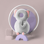 Gray plush animal padded head protector backpack with soft ear details