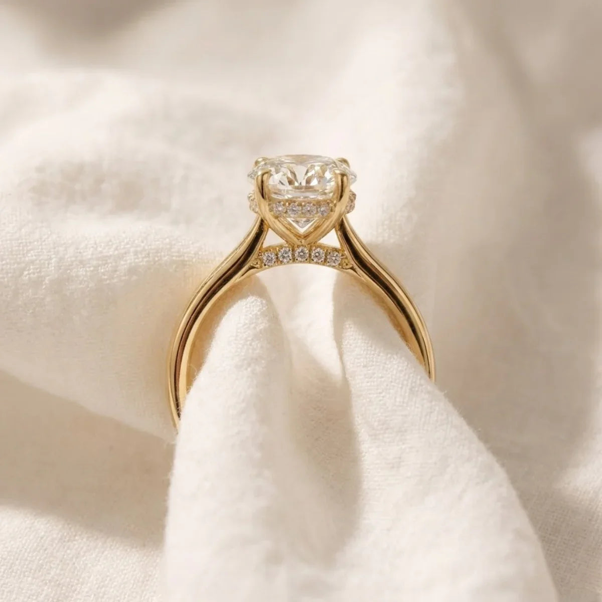 Alouette | Promise Ring for Women - Gold Round Cut Elegant Fit-Ring-Gold-5-Camoufit