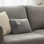 Rechargeable hot water heating pad with gray fleece cover and Bear patch