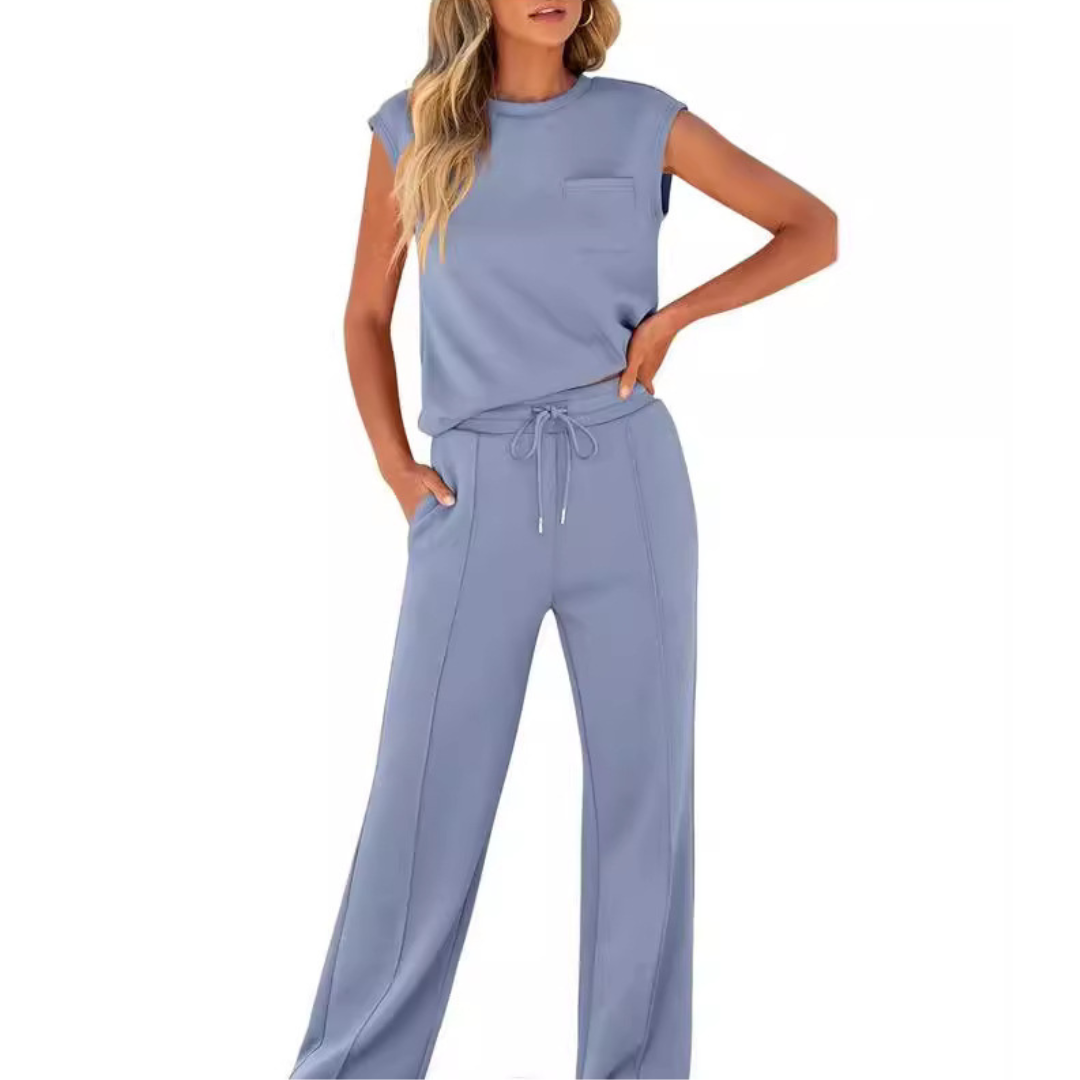 Sorelli | Lounge Set for Women - Casual Soft Minimalist Relaxed Cosy Two Piece Modern Fit-Loungewear set-Ocean Blue-S-Camoufit