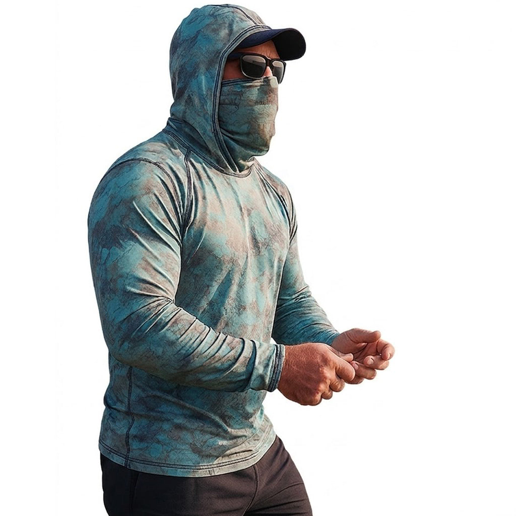 Alvaro | Fishing Shirt for Men - UPF 50 Quick Dry Long Sleeve Lightweight Stretch Outdoor Fit-Tactical Top-Ocean-M-Camoufit
