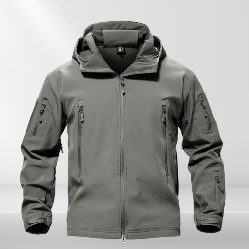 Tactical Softshell Jacket – Men's Water & Windproof Fleece Lined Jacket, Camo, Black, Gray or Army Green, XS–4XL – Figueral