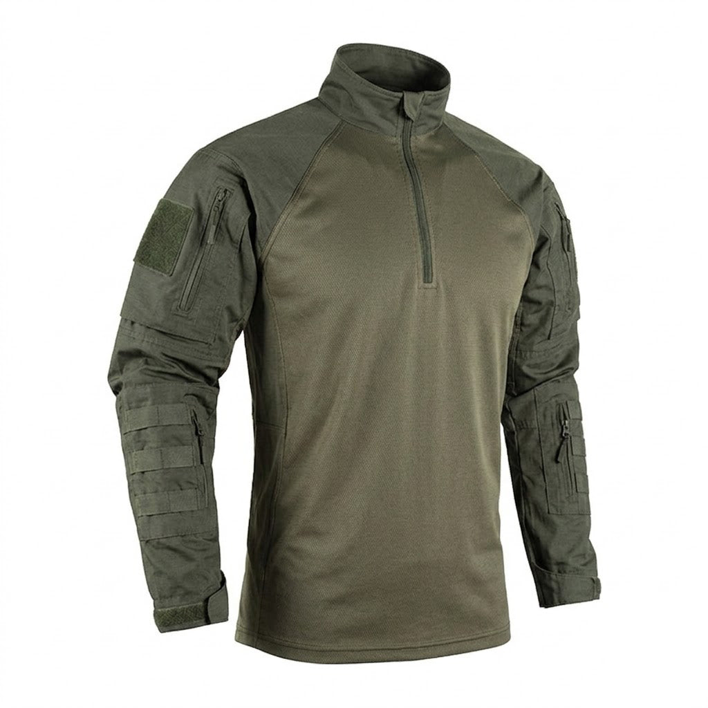 Ventor | Tactical Combat Shirt for Men - Long Sleeve Half Zip Outdoor Fit-Tactical Top-Ranger Green-S-Camoufit