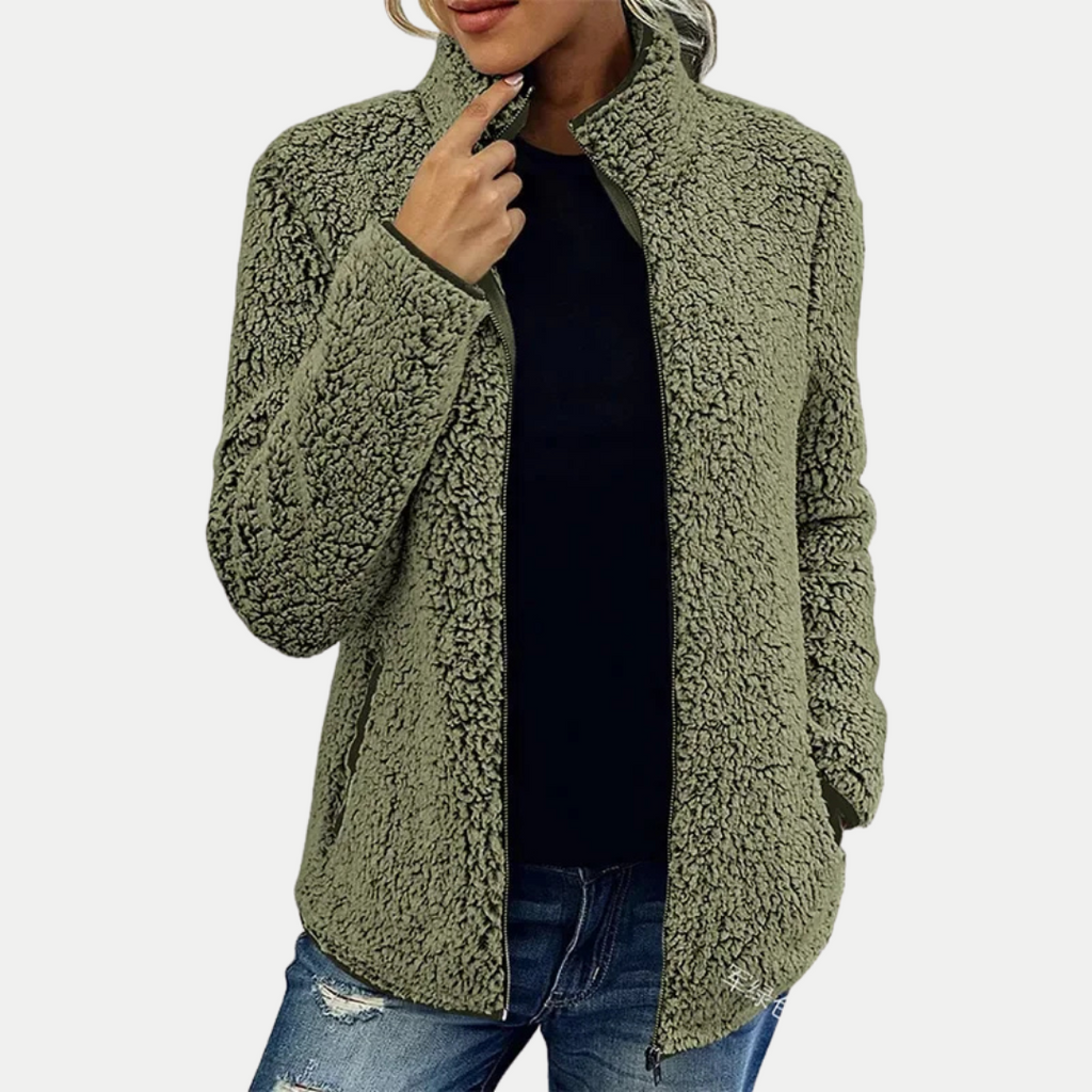 Solis | Women's Textured Fleece Jacket - Pattern Zip-Up Coat