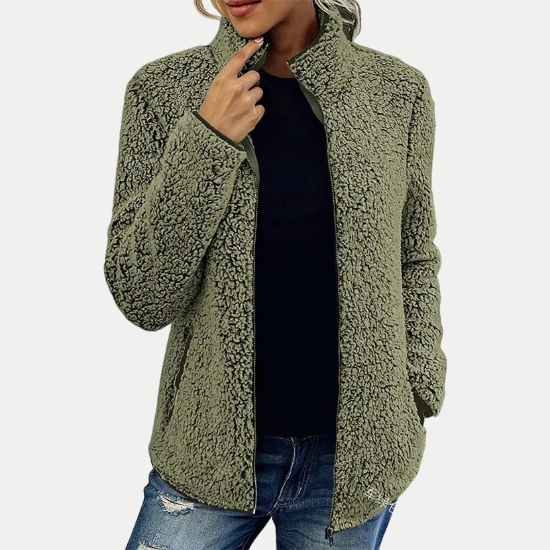 Solis | Women's Textured Fleece Jacket - Pattern Zip-Up Coat