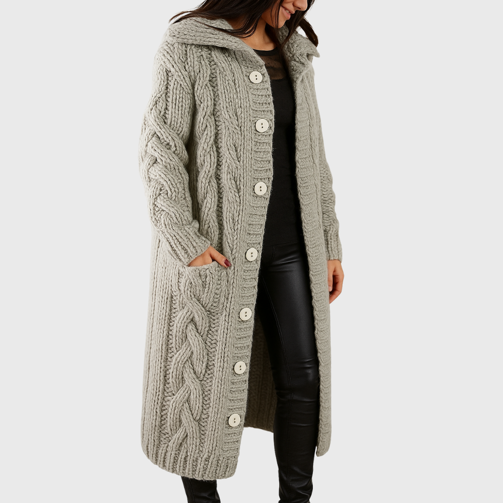 Pamelo | Women's Longline Cardigan Sweater - Open-Front Duster Knit & Casual Fall Layering Top