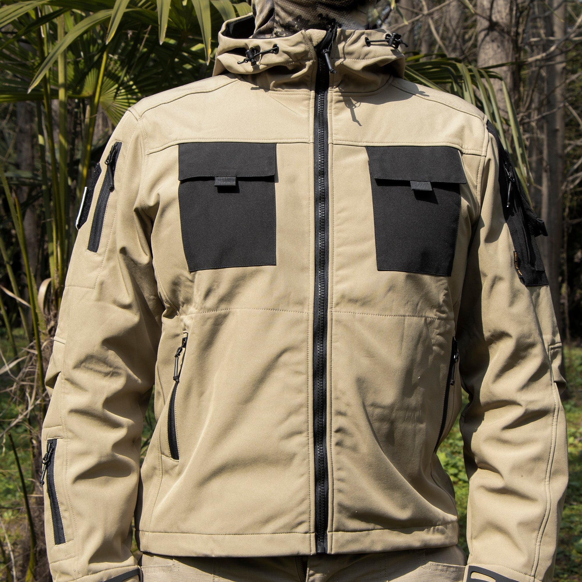 Varon | 5 in 1 Tactical Jacket for Men - Softshell Waterproof All Terrain Slim Regular Fit-Tactical Jackets-Khaki-S-Camoufit