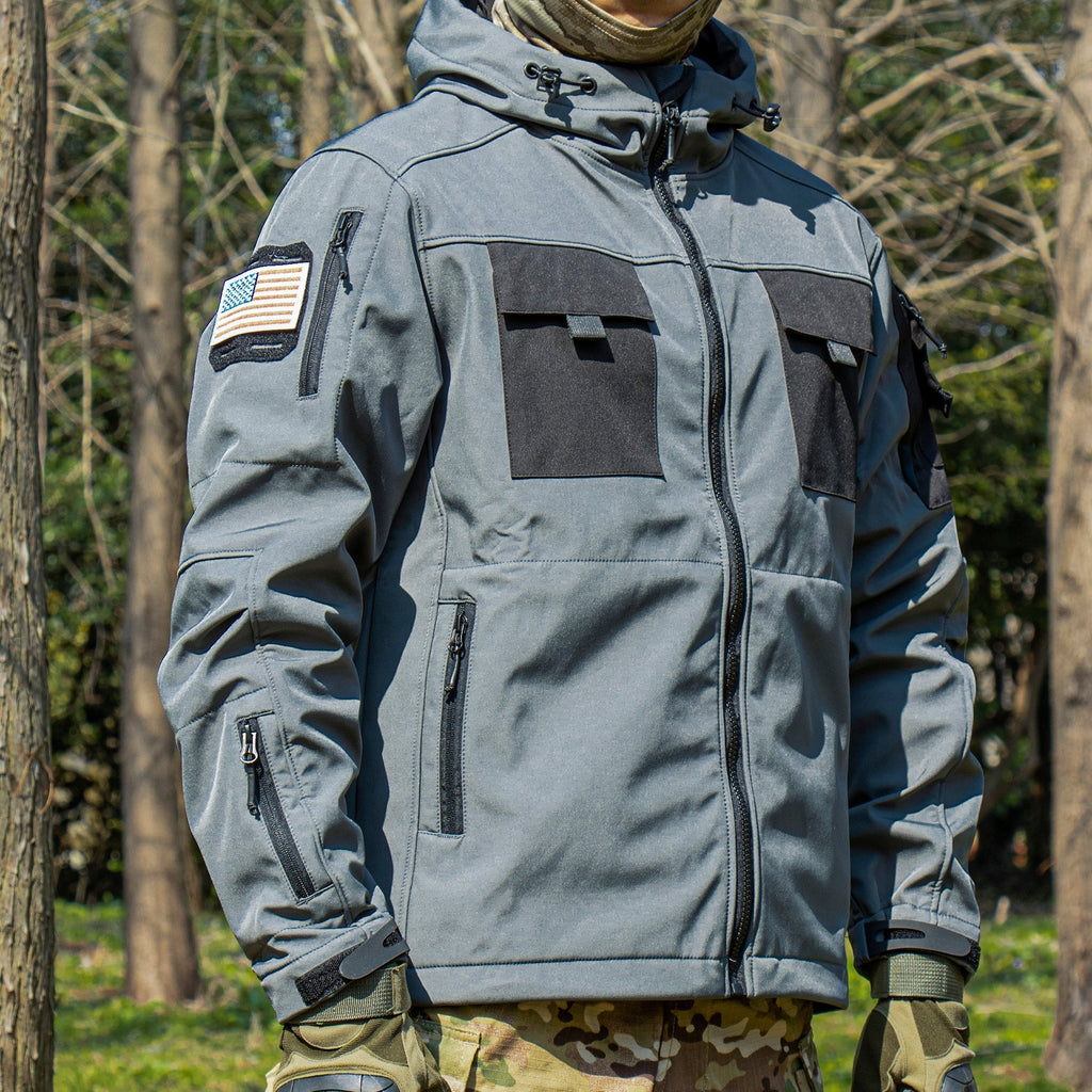 Varon | 5 in 1 Tactical Jacket for Men - Softshell Waterproof All Terrain Slim Regular Fit-Tactical Jackets-Black-S-Camoufit