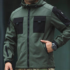 Varon | 5 in 1 Tactical Jacket for Men - Softshell Waterproof All Terrain Slim Regular Fit-Tactical Jackets-Black-S-Camoufit