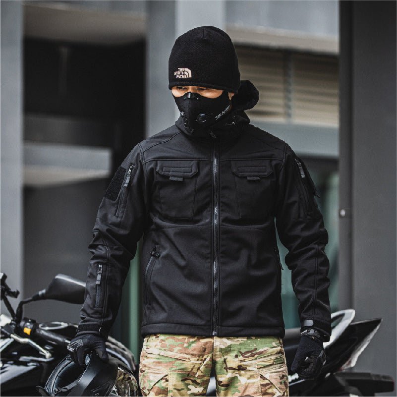 Varon | 5 in 1 Tactical Jacket for Men - Softshell Waterproof All Terrain Slim Regular Fit-Tactical Jackets-Black-S-Camoufit