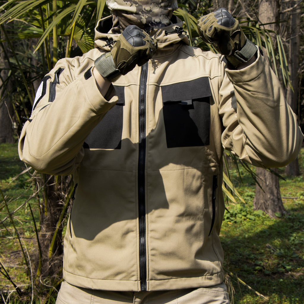 Varon | 5 in 1 Tactical Jacket for Men - Softshell Waterproof All Terrain Slim Regular Fit-Tactical Jackets-Black-S-Camoufit
