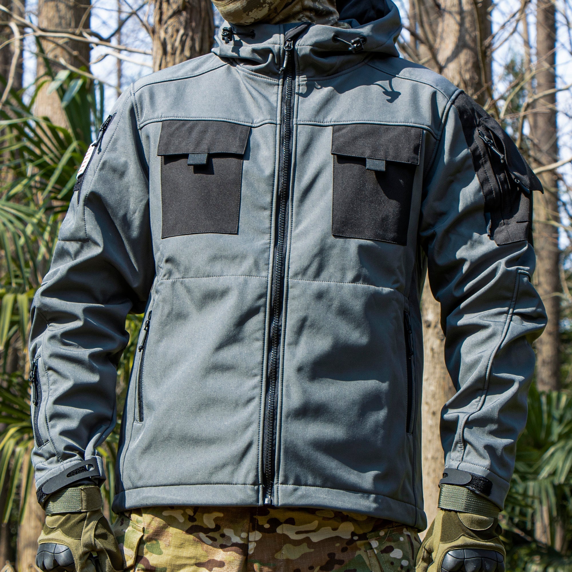 Varon | 5 in 1 Tactical Jacket for Men - Softshell Waterproof All Terrain Slim Regular Fit-Tactical Jackets-Grey-S-Camoufit